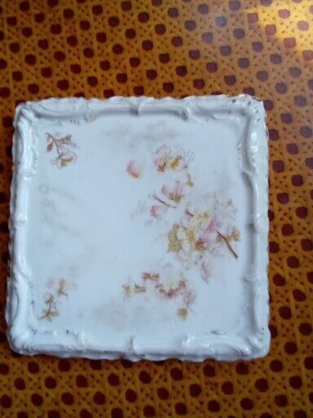 Decorative Trinket Plate Bavarian China Square Plate Germany Floral